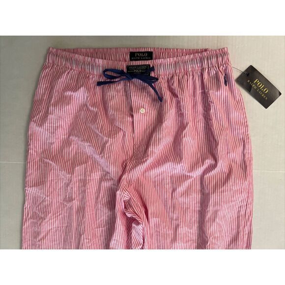Polo Ralph Lauren Mens Sz Large Pink/White Sleep Pony Cotton Lounge Pants - Picture 2 of 8
